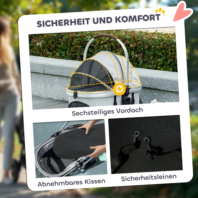 Wózek dla psa 3 w 1, składany, do 10 kg, dla psów i kotów