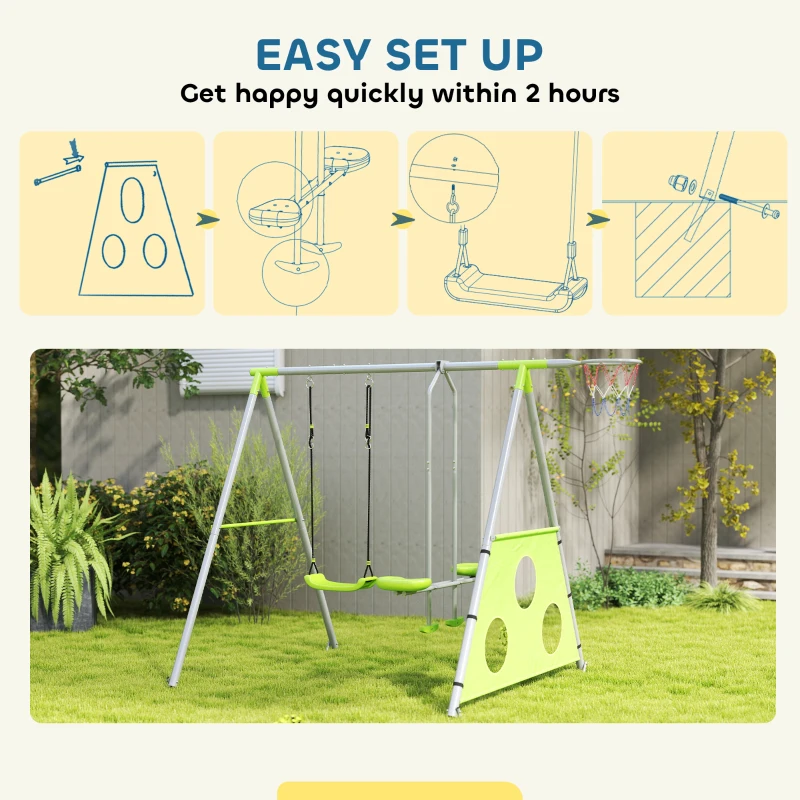 Huśtawka 4 w 1, metalowa konstrukcja, z huśtawką, dla dzieci