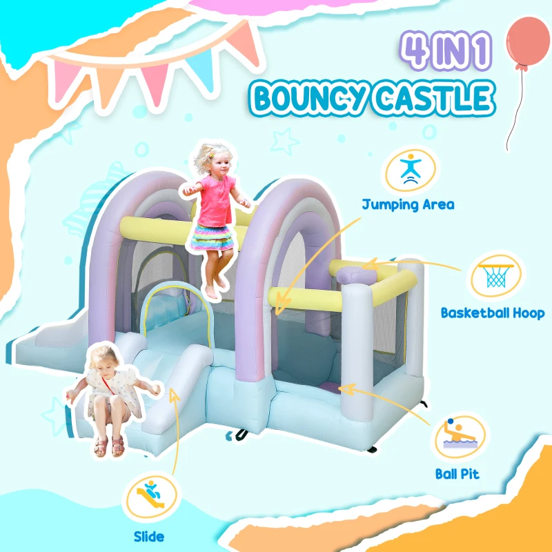 Zjeżdżalnia dmuchana z basenem, huśtawka, kosz do koszykówki