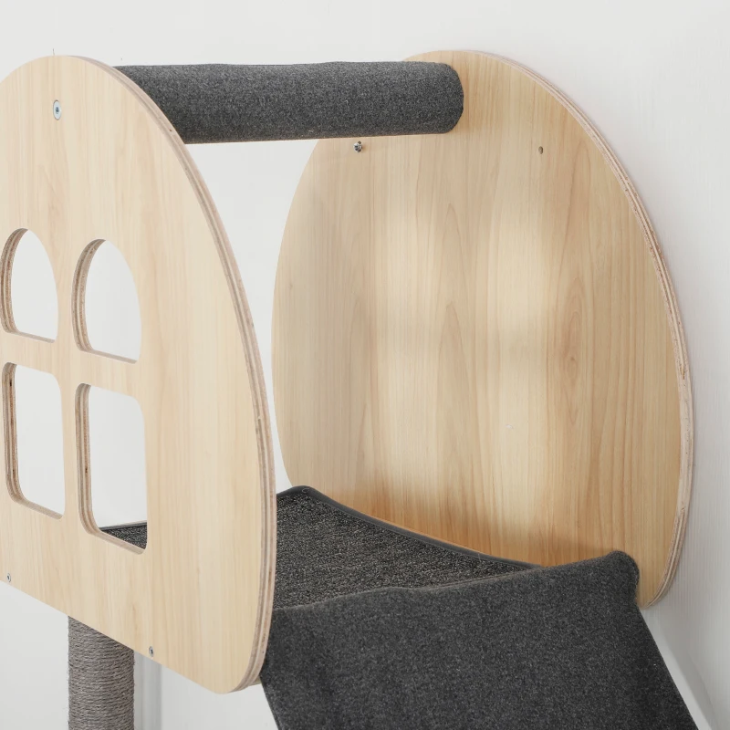 PawHut Cat Wall Shelves, 7 Piece Cat Shelf Set with Dual Condo with Ladder, Jumping Platform, Perch, Sisal Scratching Posts & Board, Kitty Playground Activity Centre, Oak