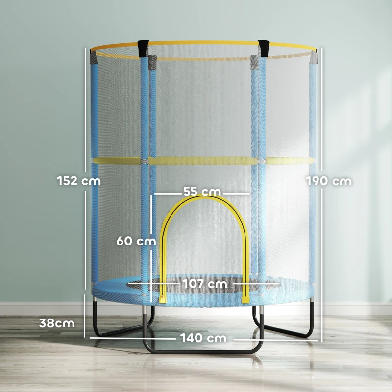 Trampolina dla dzieci Ø140 cm, wewnętrzna, z siatką ochronną