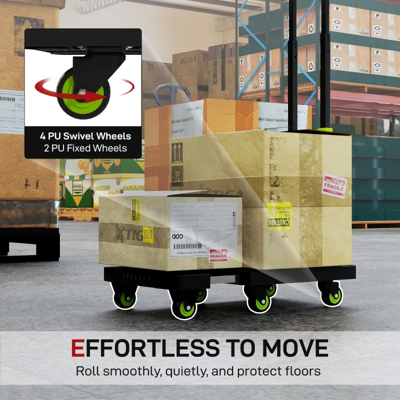 Składany wózek HOMCOM, metalowy, z regulowanym uchwytem, max. 200 kg, 102 cm, zielony