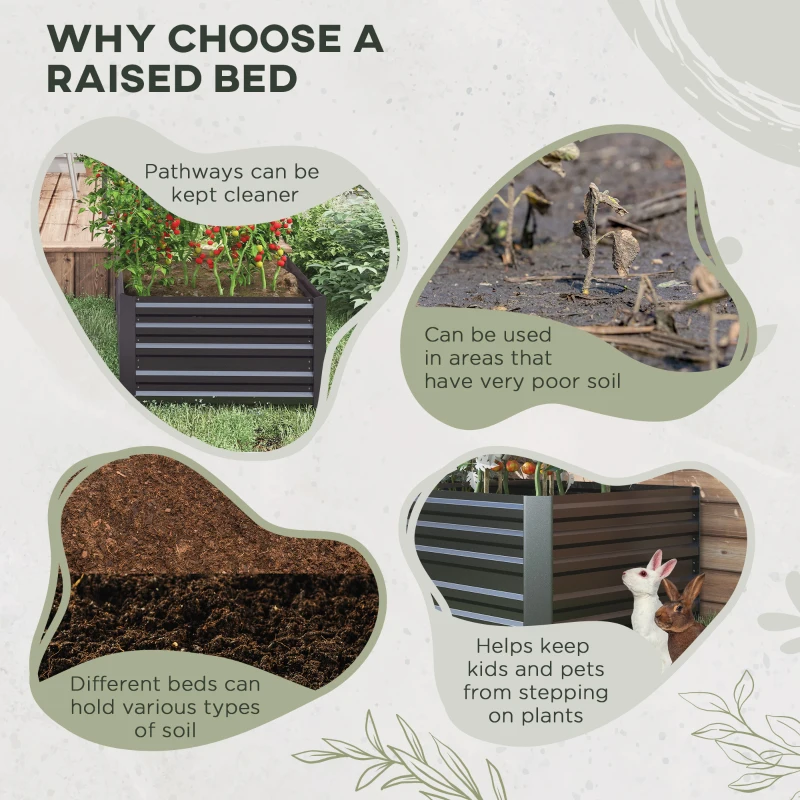 Wysokie łóżko ogrodowe ze stali, doniczka, kwiaty, warzywa