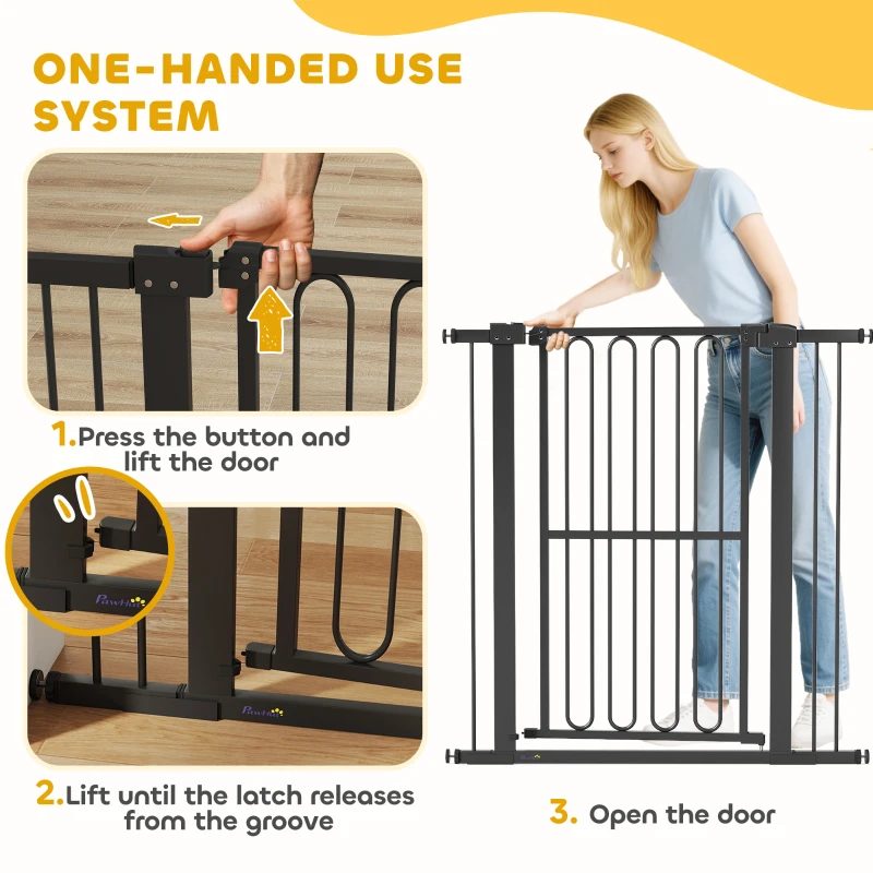 PawHut Bramka ochronna dla psów, bez wiercenia, regulowana 76-104 cm, czarna