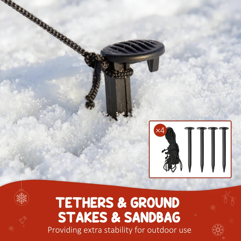 Outsunny 160-213 cm Nadmuchiwana Dekoracja Świąteczna Ruchomy Święty Mikołaj z Pudełka Prezentowego z Choinką Świąteczna Dekoracja z Wbudowanymi Światłami LED dla Trawników, Dziedzińców i Ogrodów