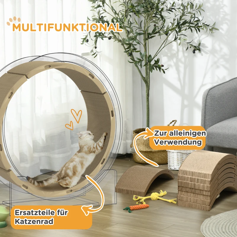 PawHut Drapak dla Kotów, Zestaw 8 Mat Drapakowych Recyklingowych, Tektura Falista, do Kołowrotka dla Kotów, do 5 kg, 55 x 25,5 x 3 cm, Brąz