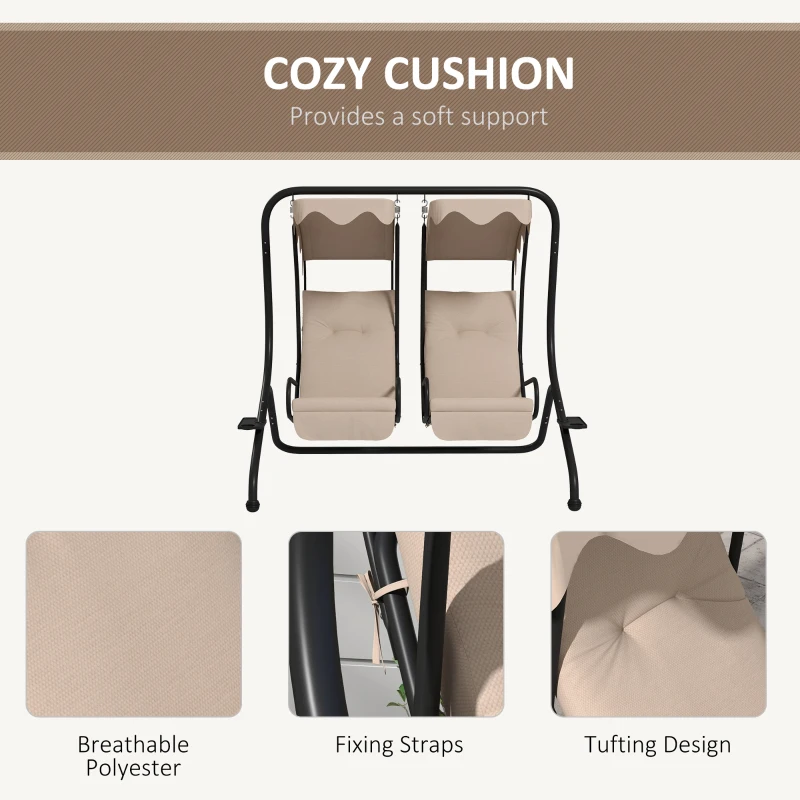 Huśtawka ogrodowa 2-osobowa z uchwytem na kubek, stalowa