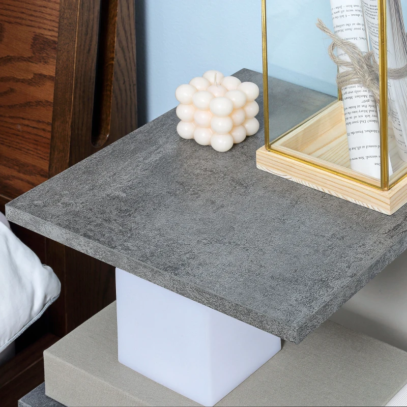 HOMCOM Stolik Nocny Stolik Boczny z Kółkami Stolik Kawowy w Nowoczesnym Designie Stolik z 3 Półkami do Sypialni Salonu Szary Biały 35 x 29,5 x 65,5 cm