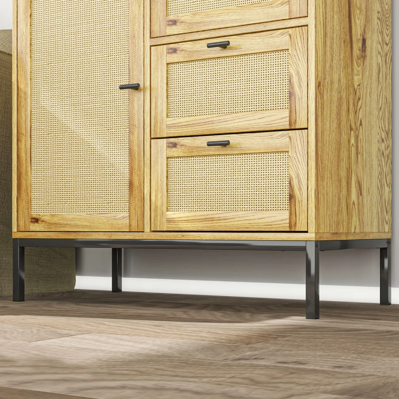 Komoda z drzwiami rattanowymi, szafka wielofunkcyjna