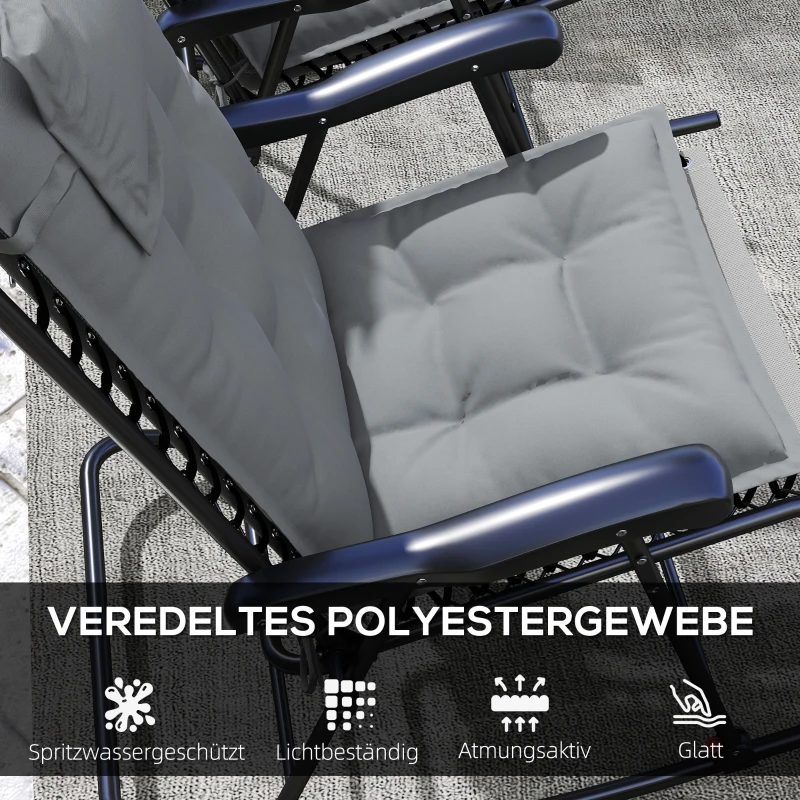 Poduszki na leżaki, wodoodporne, szare, 2 sztuki