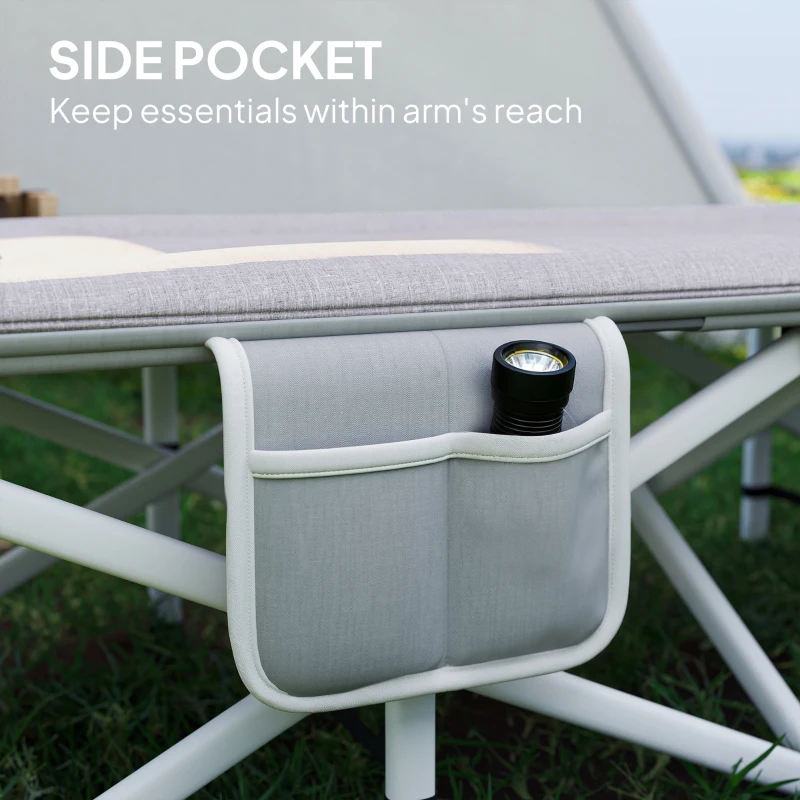 Outsunny Feldbett, Składane Łóżko Kempingowe z Torbą na Ramię, Leżanka Kempingowa z Torbą Transportową, do 200 kg Nośności, Poliester Oxford, Szary, 185 x 65 x 37 cm