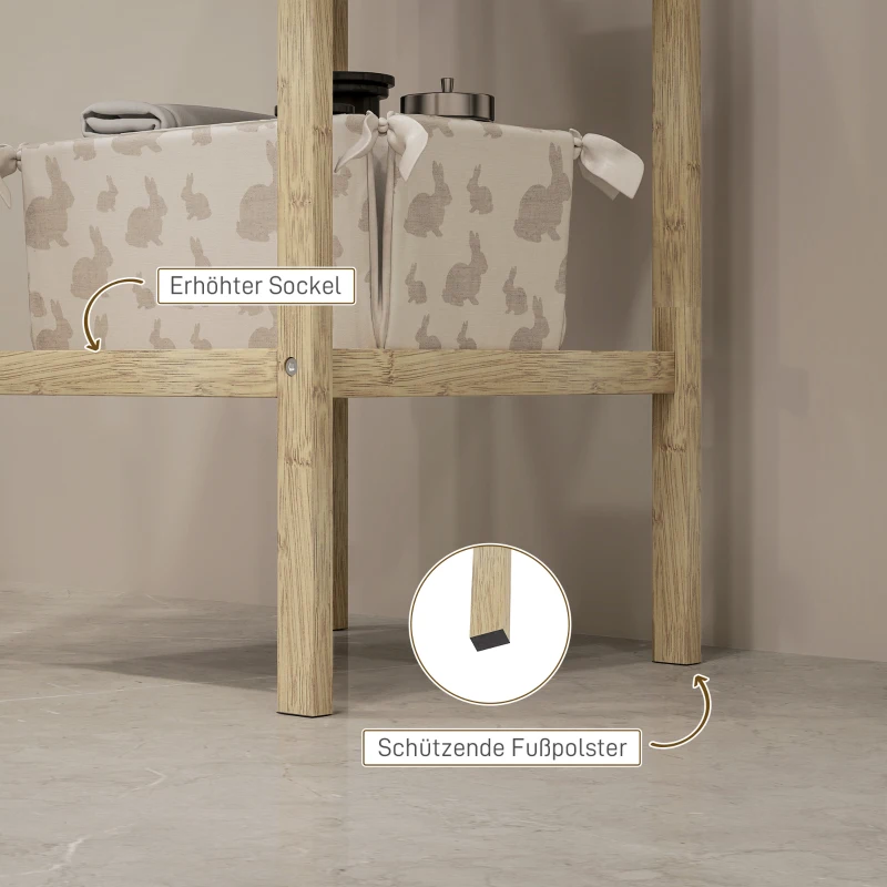 Regal łazienkowe z 3 półkami, bambusowe, stojące