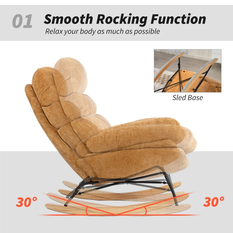 HOMCOM Fotel Bujany z Oparciem i Miejsce na Krawężnik, Żółty