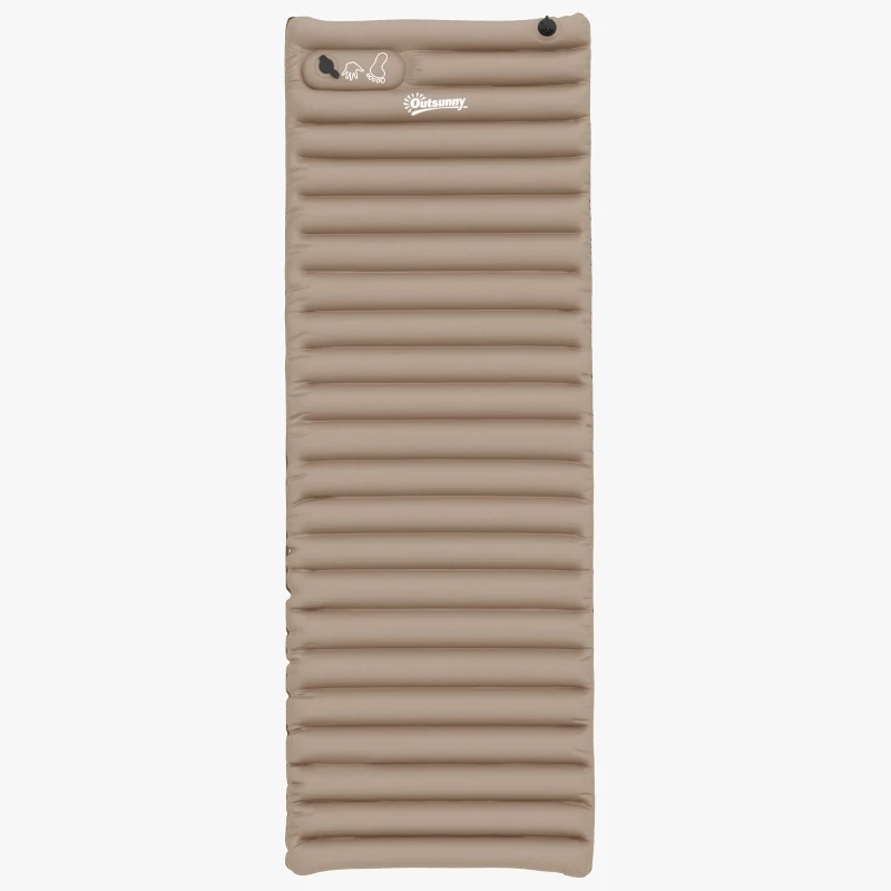 Outsunny Camping Mata izolacyjna, Materac powietrzny z pompką nożną, wodoodporny materac powietrzny z torbą transportową, mata do spania do ogrodu, do 120 kg, Khaki