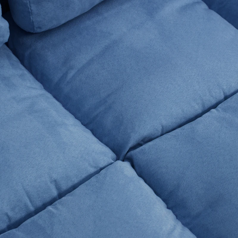 HOMCOM Sofa Podłogowa 2 w 1 z funkcją łóżka, 3 pozycje regulowanego oparcia, Niebieska Aksamitna Stal 102 x 73 x 60 cm