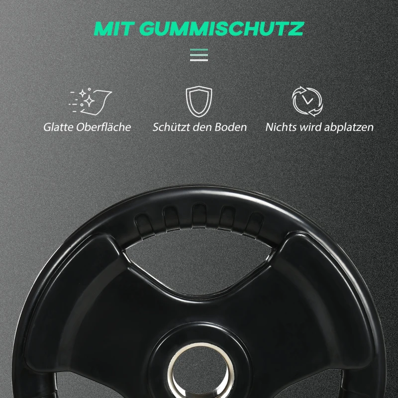 SPORTNOW Talerze ciężarków, zestaw 2 szt., Tri-Grip 2 x 15 KG z gumową powłoką, ochronne dla podłogi z otworami o średnicy 5 cm, trzy uchwyty, do podnoszenia ciężarów, treningu siłowego