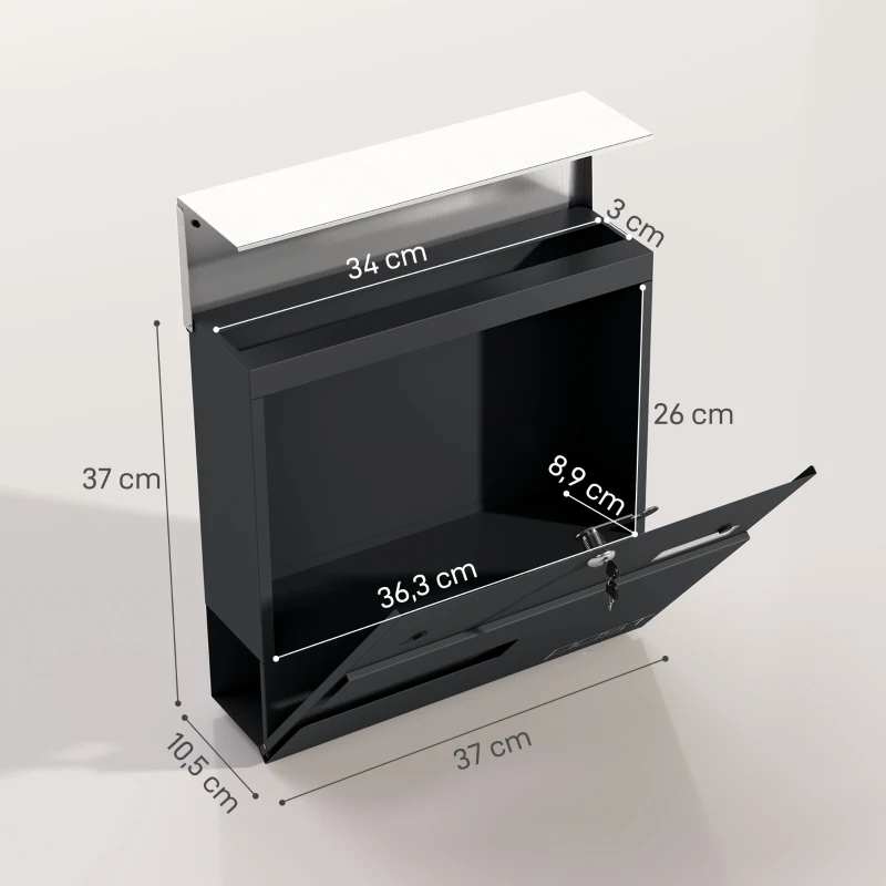 Skrzynka na listy stalowa z oknem, zamkiem, mosiężnym rdzeniem