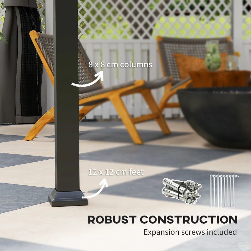 Pawilon ogrodowy 4x3 m, wodoodporny, stabilny, ciemnoszary