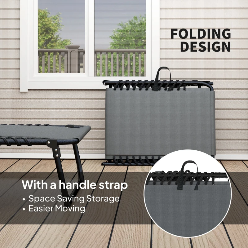 Leżak ogrodowy składany z poduszką i kieszenią boczną