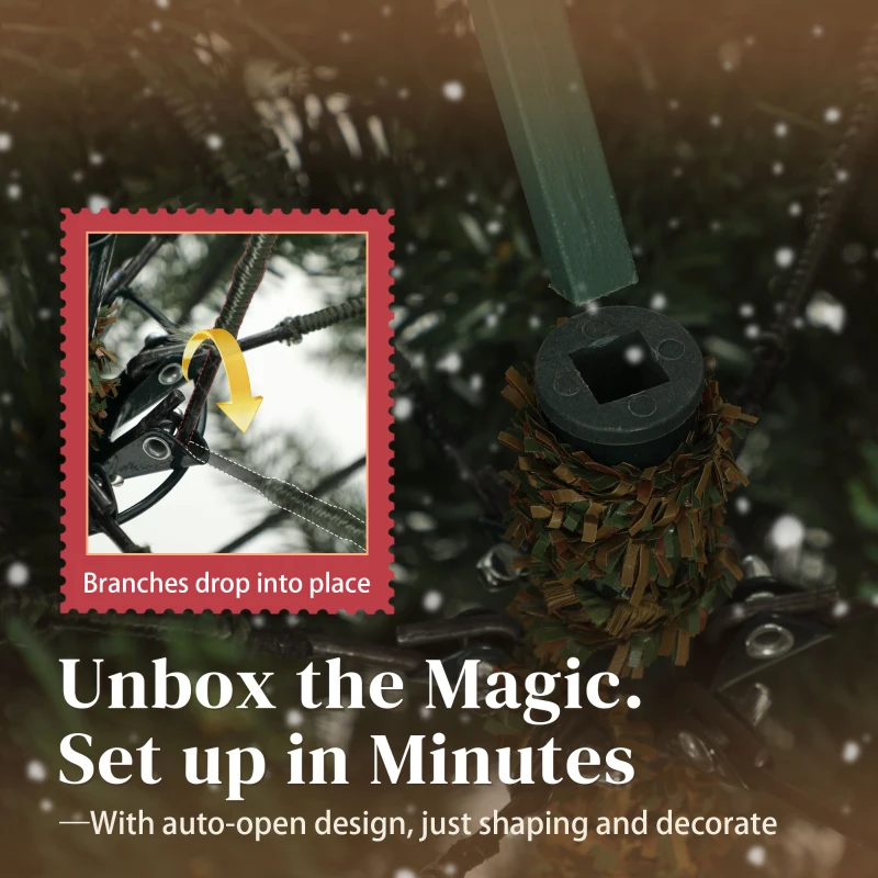 Sztuczna choinka HOMCOM 180 cm z gęstymi gałęziami, szybkim montażem, składanym systemem i metalowym stojakiem, Zielona