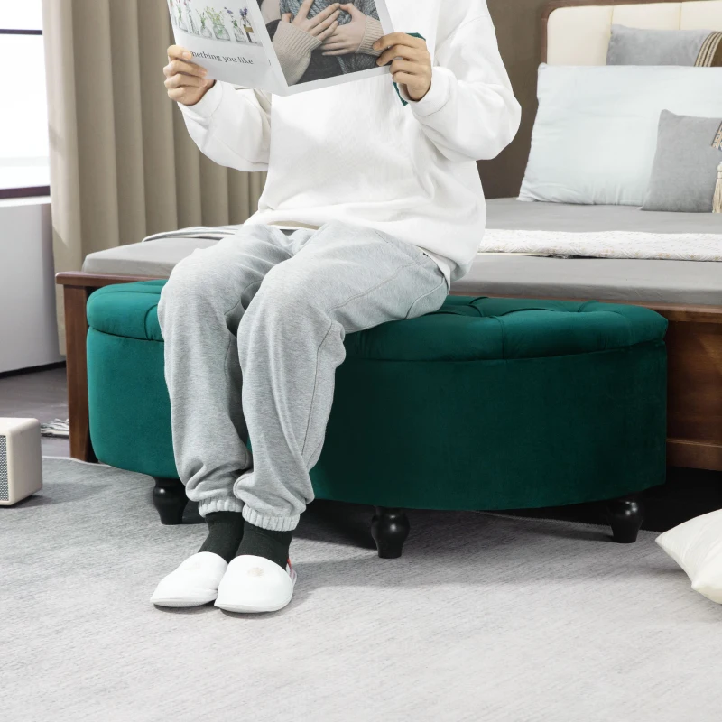 Siedzisko z pojemnikiem, welur, ciemna zieleń, otwierane