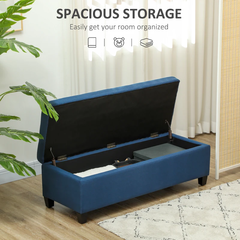 Ławka tapicerowana z pojemnikiem, szara, lniana