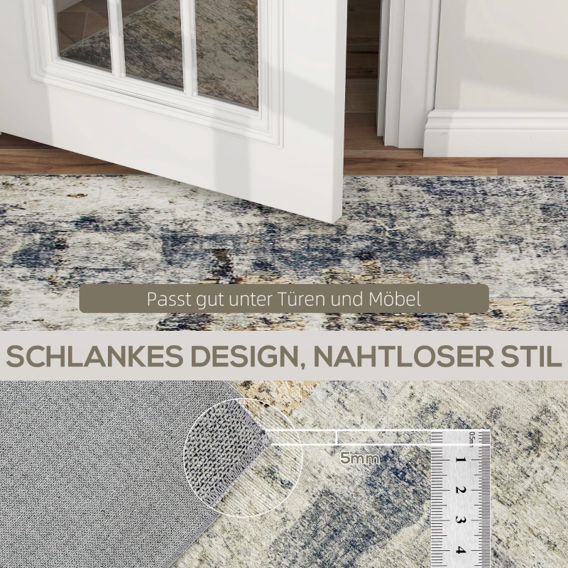 HOMCOM Modern Abstract Area Rug, Machine Washable Rug, Non-Slip Floor Carpet for Living Room, Bedroom, Dining Room, Home Office, 230 x 160 cm, Grey