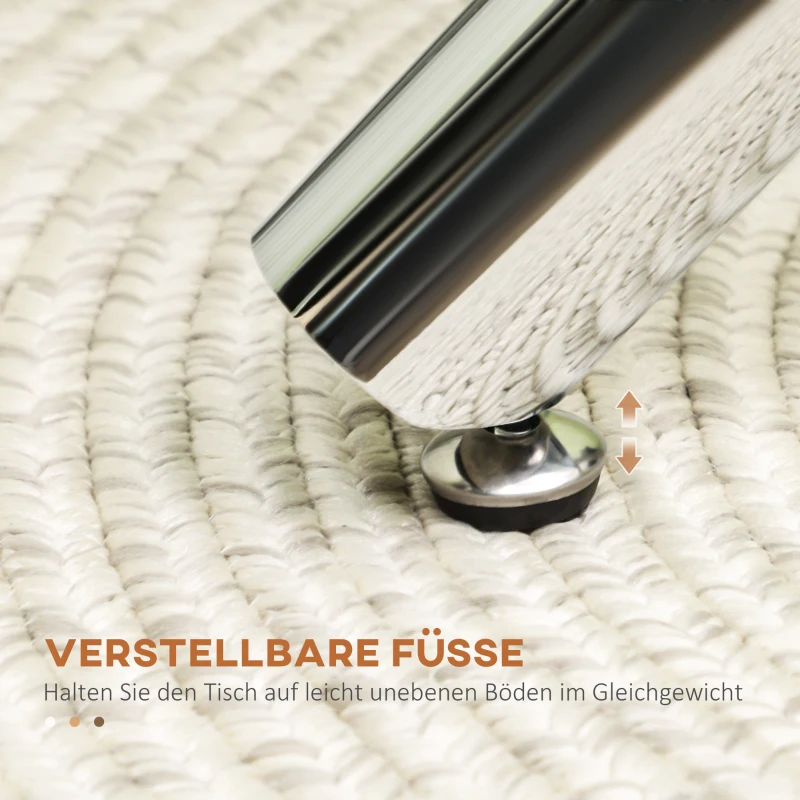 HOMCOM Stół do jadalni, Okrągły stół do jadalni, Stół kuchenny dla 4 osób, Stół do salonu, Stół szklany, Stolik kawowy, Stolik pomocniczy, Stal, Ø80 x 74 cm, Transparentny