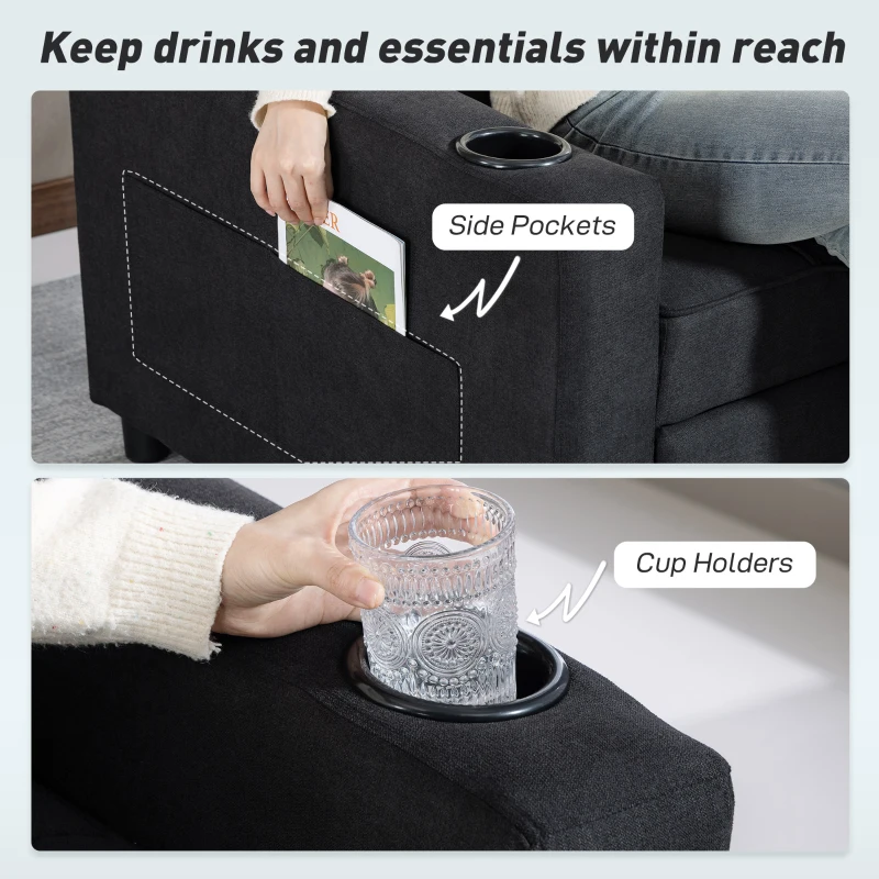 HOMCOM 3-in-1 Single Sofa Bed, Convertible Sleeper Chair Bed - Black