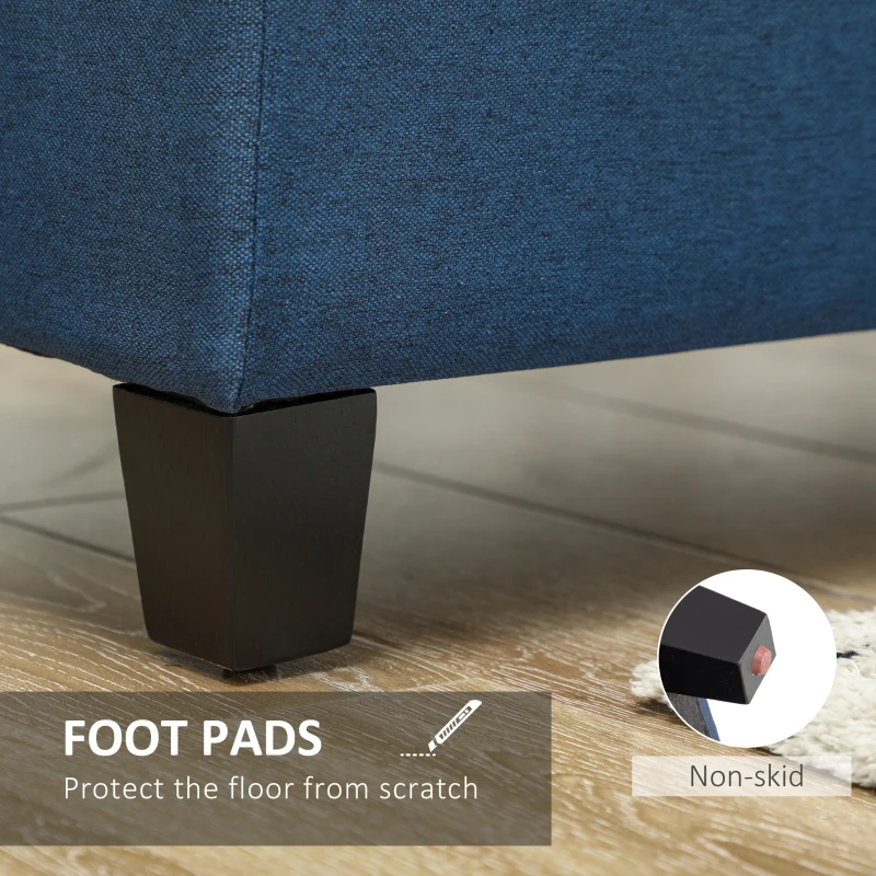 Ławka tapicerowana z pojemnikiem, szara, lniana