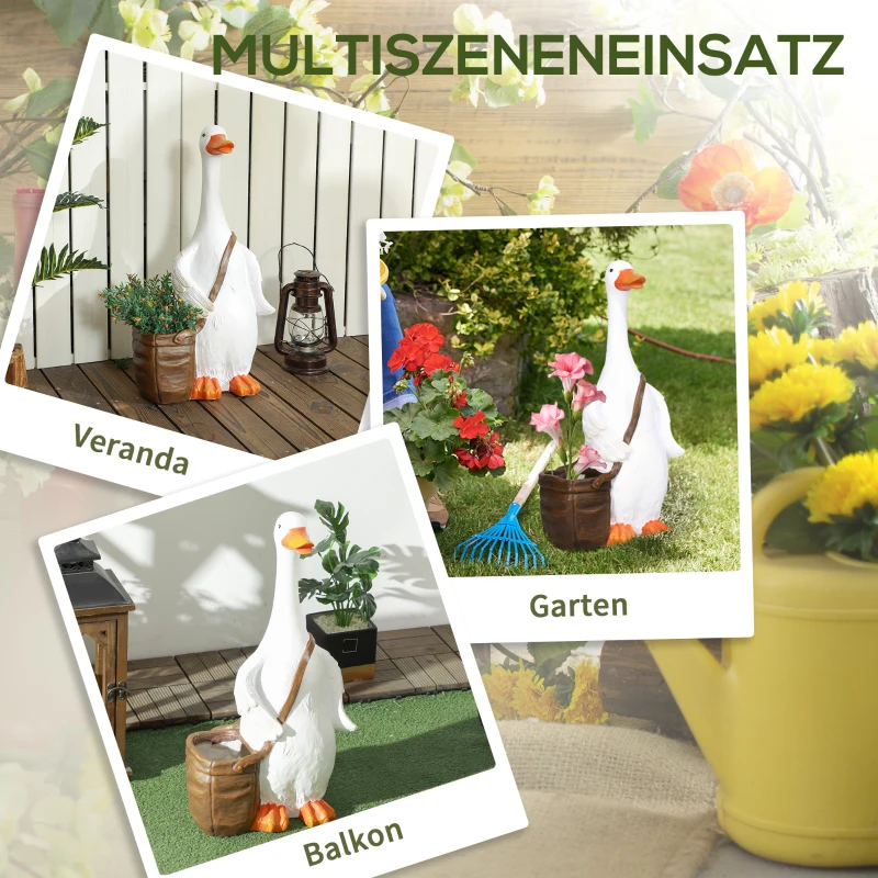 Outsunny Doniczka, Donica z designem "Łabędź z torbą na ramię", Doniczka na zioła do przestrzeni wewnętrznych i na zewnątrz, Tworzywo sztuczne z otworem odpływowym