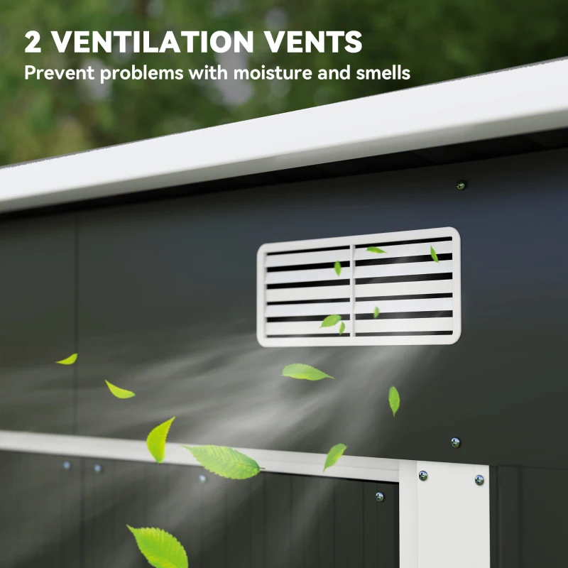 Outsunny Szopa na Narzędzia Metalowa 2,3 m² 207 x 130 x 182 cm Szopa z Dachem Płaskim Okno Fundament Drzwi Przesuwne Odporna na Warunki Pogodowe Domek Ogrodowy na Narzędzia dla Podwórka Czarny