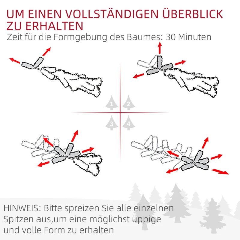 Sztuczna choinka HOMCOM 180 cm sosna z 795 końcówkami, składane nogi, choinka ze stelażem stalowym, dekoracja świąteczna do wnętrz
