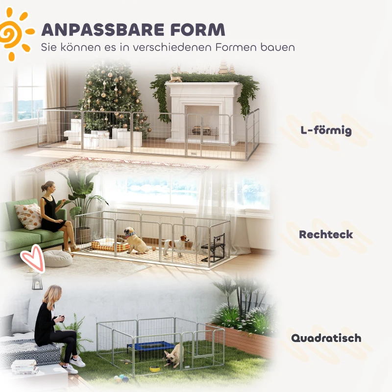 PawHut 8-częściowy wybieg dla szczeniąt, 60 cm, z drzwiami
