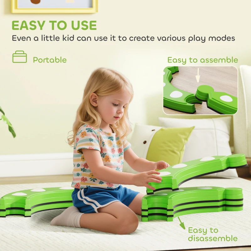 AIYAPLAY Belka równoważna dla dzieci, 6 kamieni równowagi z wyczuwalnymi kropkami do zabawy w pomieszczeniach i na zewnątrz, zabawka sensoryczna dla dzieci w wieku 3-8 lat, tor przeszkód, rozwijająca równowagę i koordynację, kolor zielony