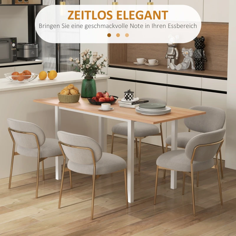 Rozkładany Stół Jadalny HOMCOM dla 6 Osób, Stół Kuchenny, Stół do Salonu, Stół do Jadalni, Stół Kuchenny, Stal, Brązowy, 110-160 x 70 x 76 cm