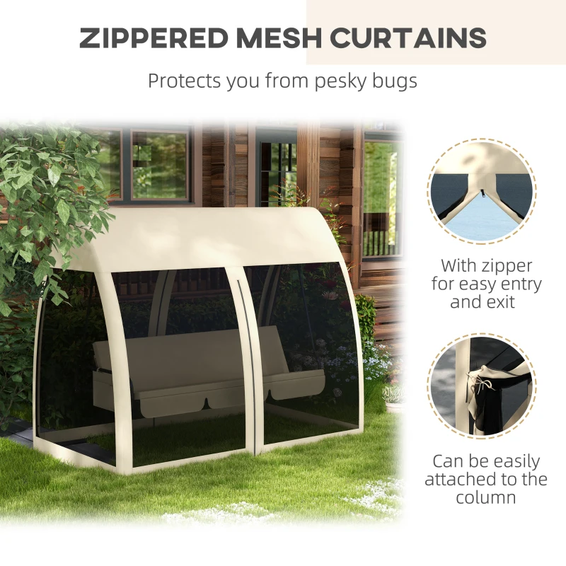 Huśtawka ogrodowa 2 w 1, 3-osobowa, z funkcją leżenia