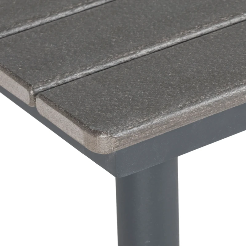 Outsunny Stół ogrodowy, stół jadalniany dla 4 osób, z otworem na parasol, stół tarasowy z listwami HDPE, ciemnoszary, 90 x 90 x 75 cm