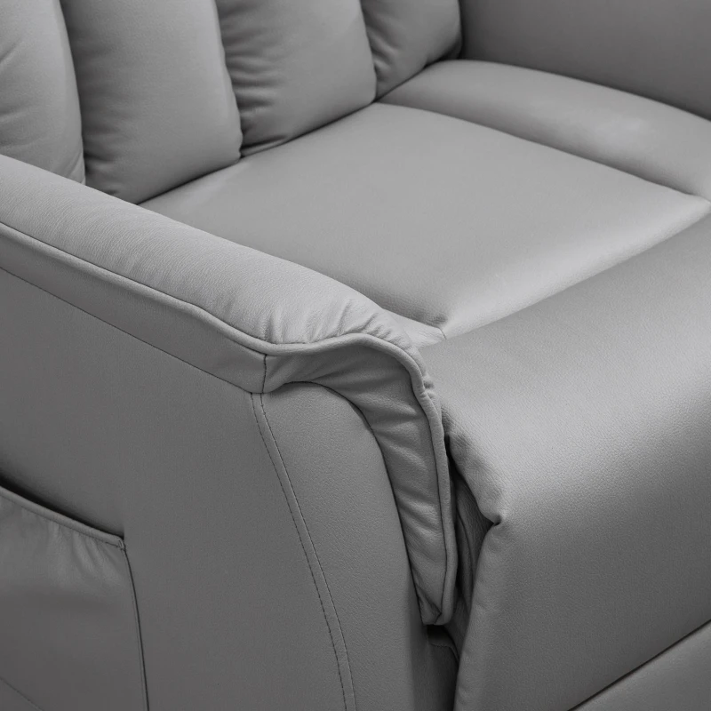 HOMCOM elektryczne krzesło wznoszące fotel telewizyjny fotel z funkcją wznoszenia fotel relaksacyjny z funkcją leżenia sztuczna skóra szary, 80 x 94 x 104 cm