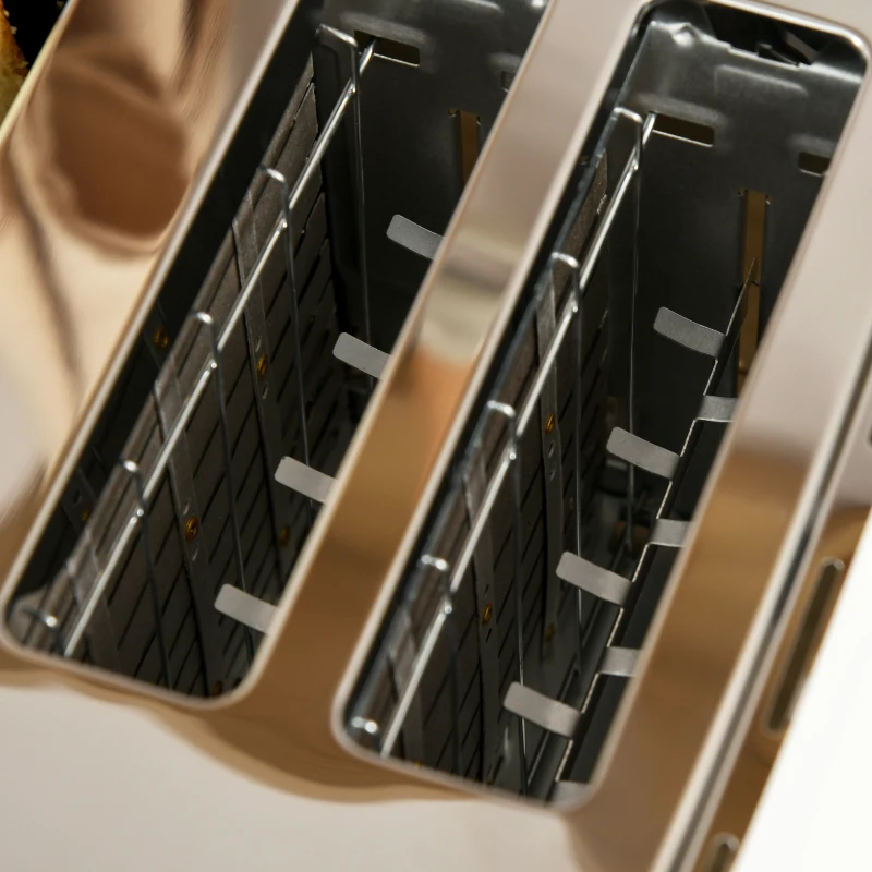 Zestaw śniadaniowy HOMCOM z czajnikiem 1,7L i tosterem na 4 kromki, 2200W, 7 stopni opiekania, funkcje rozmrażania i podgrzewania, szuflada na okruchy, termostat Otter, kremowy