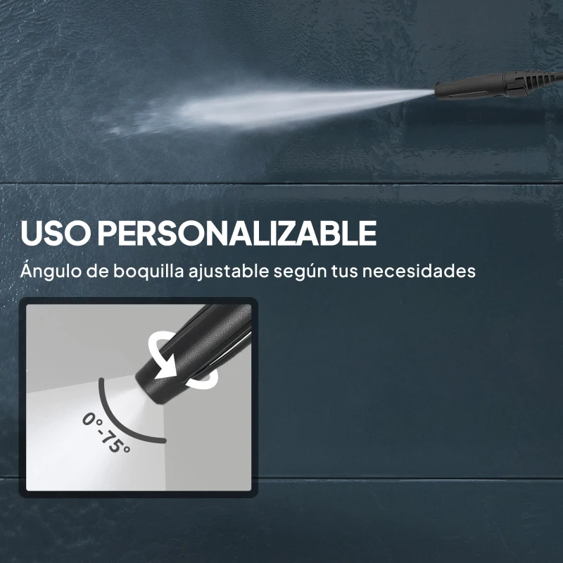 Outsunny Hidrolimpiadora de Alta Presión 1800W con Accesorios Ángulo Ajustable y Parada Automática 30x27,5x76 cm Rojo y Negro