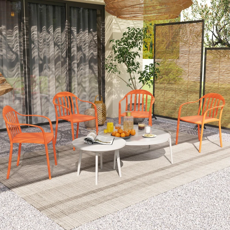 Zestaw 4 krzeseł ogrodowych, plastikowe, odporne na warunki atmosferyczne