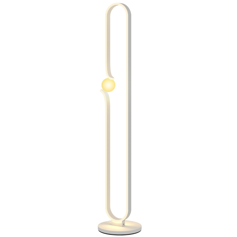 HOMCOM LED Floor Lamp, Dimmable Floor Standing Lamp with Glass Night Light, Foot Switch for Living Room, Bedroom, Office, White