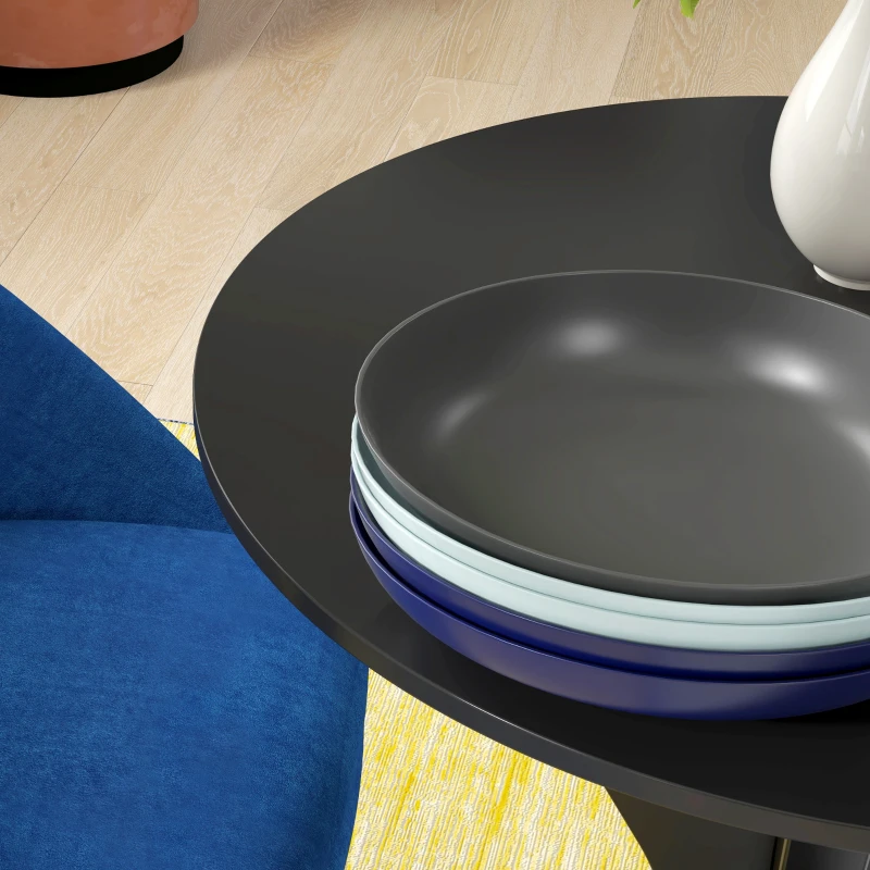 Stół jadalny okrągły, nowoczesny, stalowa podstawa, czarny