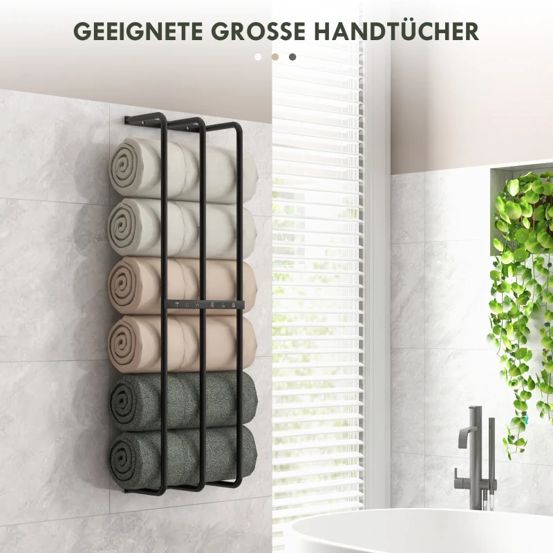 Wieszak na ręczniki, montaż na ścianie, czarny, do łazienki