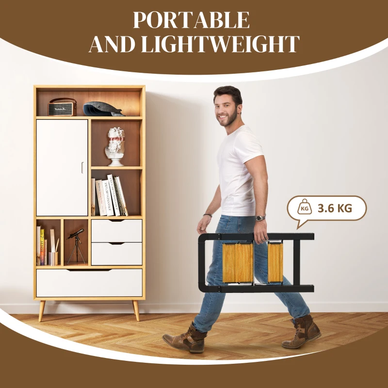 Dwustopniowa drabina składana, antypoślizgowa platforma