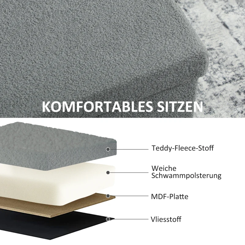 HOMCOM Ławka z Miejscem do Przechowywania, Składana, Tapicerowana Ławka w Aksamitnym Wyglądzie, Skrzynia, na Końcu Łóżka dla Salonu Sypialni Korytarza, 76 x 38 x 38 cm, Ciemnoszary