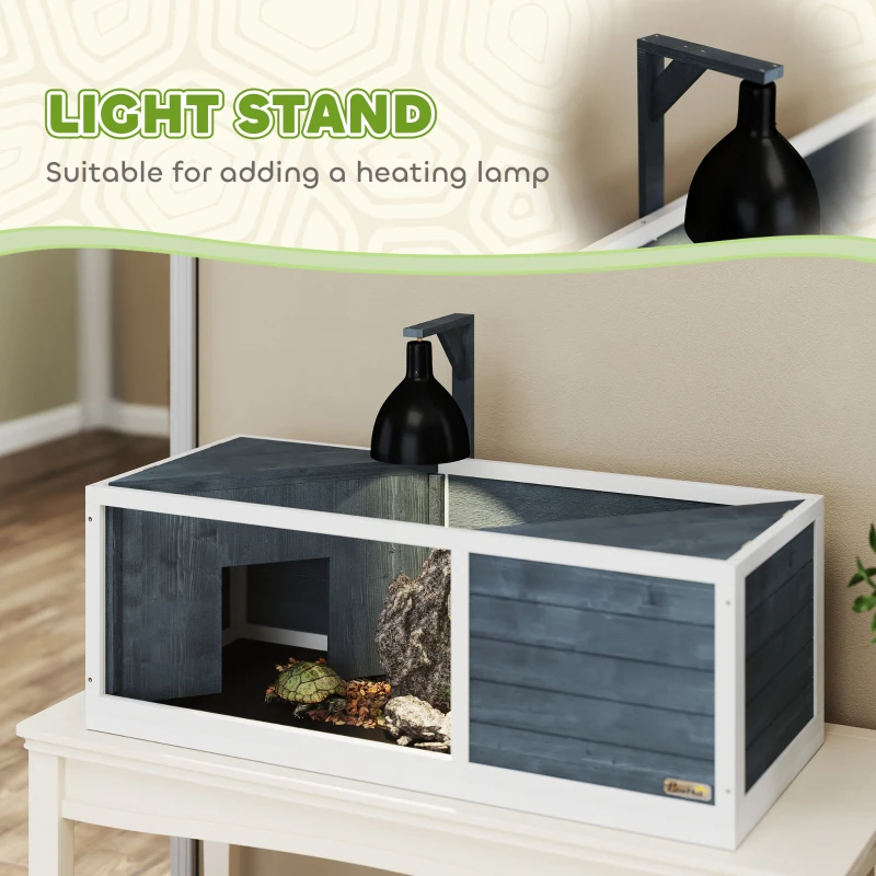 Drewniany domek dla żółwi, z 2 głównymi domkami, Szary