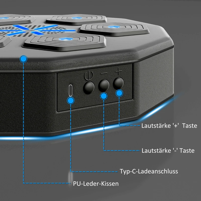 Maszyna do boksu z muzyką, Bluetooth, czarna