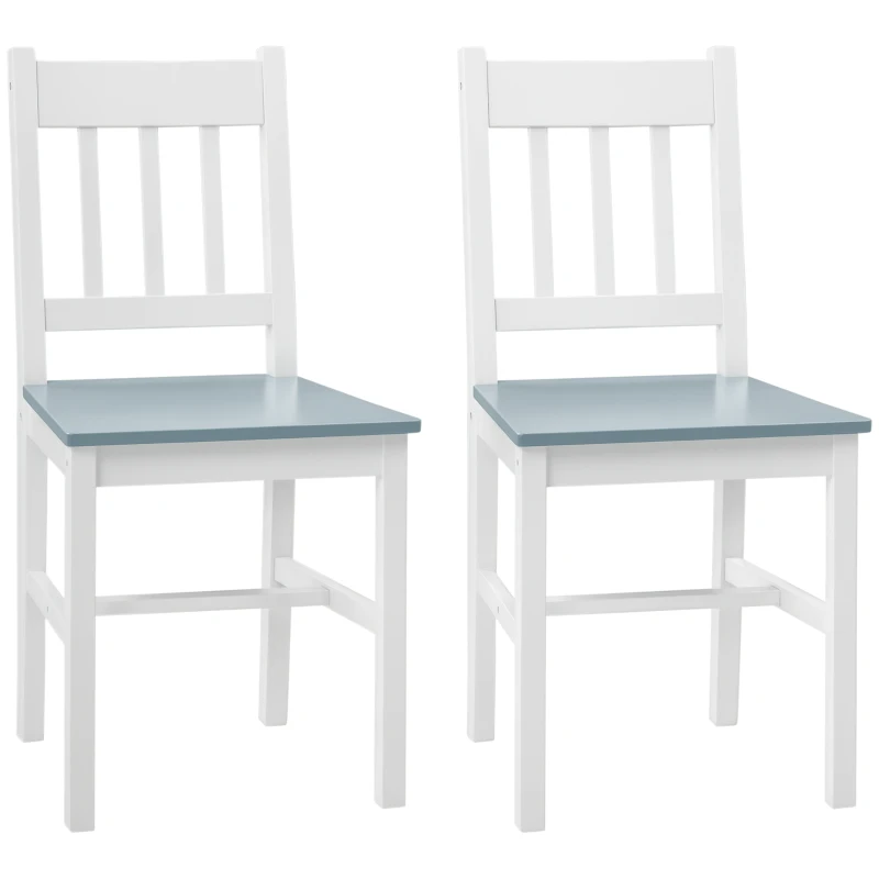 HOMCOM Krzesło do jadalni, zestaw 2 sztuki krzeseł kuchennych, krzesło do jadalni z oparciem, krzesła do kuchni, pokojowe krzesło do jadalni, drewno sosnowe, szary, 41 x 46,5 x 85,5 cm